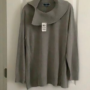 Karen Scott Gray Turtleneck Sweater with Rolled Collar